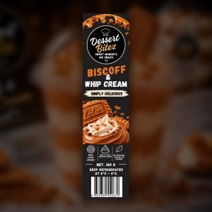 Dessert Bitez Biscoff and Whip Cream product card using the official 160g label