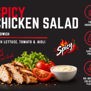 Dessert Bitez Spicy Chicken Salad Sandwich front label